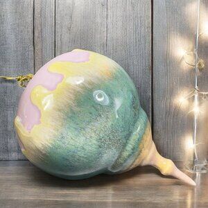 Hand Made Studio Pottery‎ Ornament Hanging Orb Figurine Drip Flambe Glaze VTG